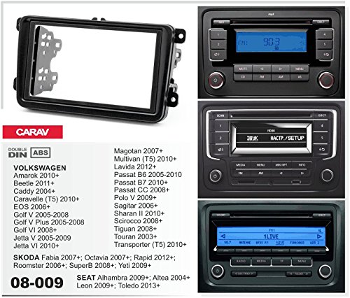 08-009-25-8 - Mascherina autoradio doppio DIN per Amarok, Beetle Caddy Golf Passat Polo Tiguan Golf Passat Leon Altea, Octavia Fabia