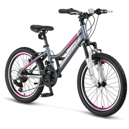 DEPORBIKES Bicicleta 20 Pulgadas niña | Bicicleta niña 6-10 años + Cuadro Aluminio + Cambio Shimano 18v | Diseño Seguro y Resistente