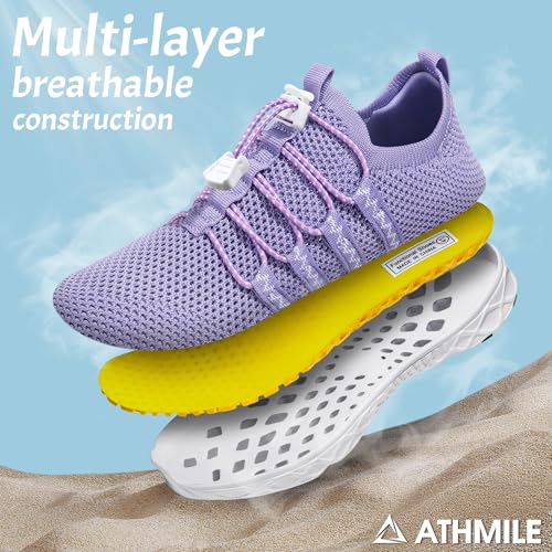 Image of ATHMILE Water Shoes for Men Women Barefoot Hiking Swim River Beach Knit | Adult Lake Pool Aqua Socks Quick Dry for Hiking Surfing Kayaking Sport Accessories Camping Must Haves