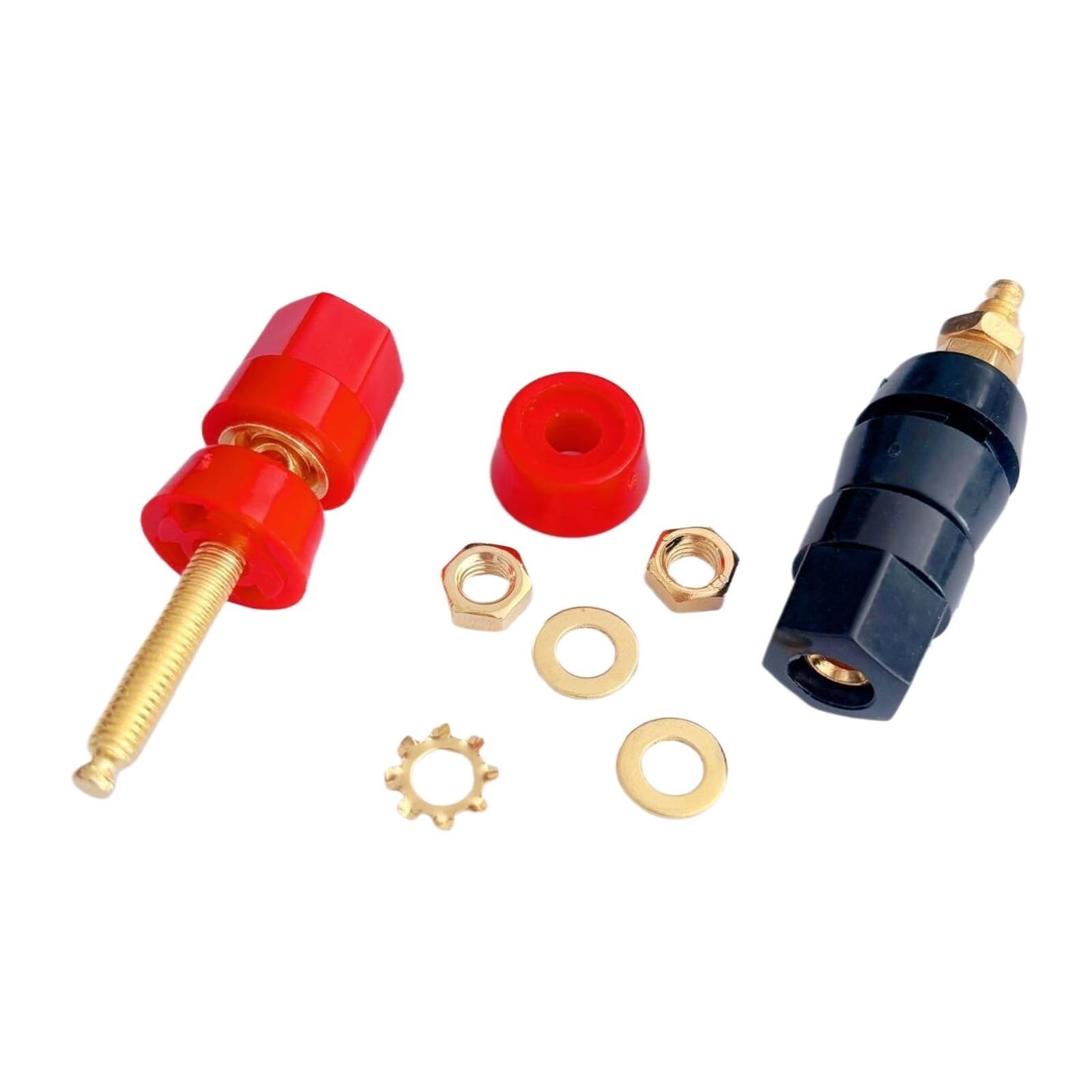 Lot de 4/10 fiches bananes - Sonde de test pour haut-parleur - Bornes noires et rouges - Adaptateur jack de 4 mm - Noir et rouge