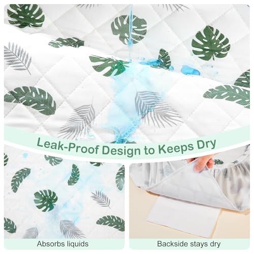 Image of FIOBEE Changing Pad Cover Waterproof 2 Pack Quilted Diaper Change Table Sheets Breathable & Ultra Soft for Newborn Baby Boys Girls Fitted Changer Pads 32 inchx 16 inch, Green