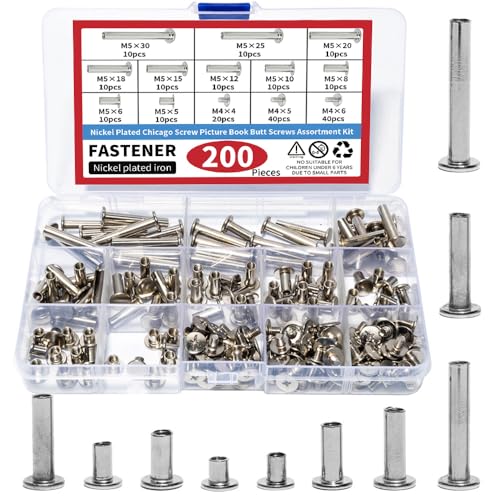 Vis de reliure Chicago M5 argentées pour maroquinerie et reliure de selle