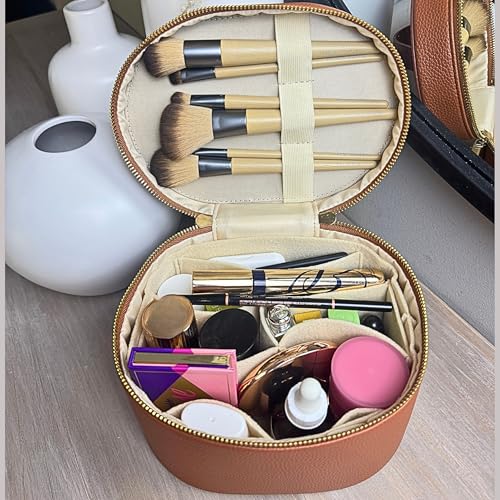 JAZD Vanity Case Makeup Bag with Removable Organizer Divider, Travel Toiletry Cosmetic Organizer for Women3