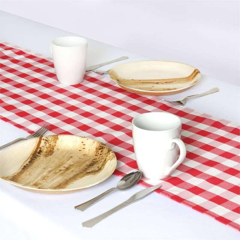 LA Linen Polyester Gingham Checkered 72-Inch Round Tablecloth, Red