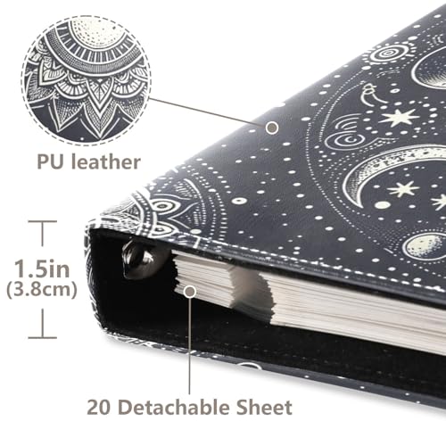 Álbum de fotos autoadhesivo DIY Scrapbook con diseño artístico de sol y luna, encuadernado con 3 anillos, 40 páginas, tamaño 8x10 para memoria miniatura 4