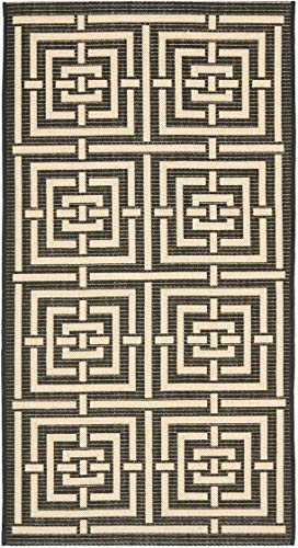 Tapete Safavieh Courtyard 79x152 cm Negro/Hueso miniatura 3