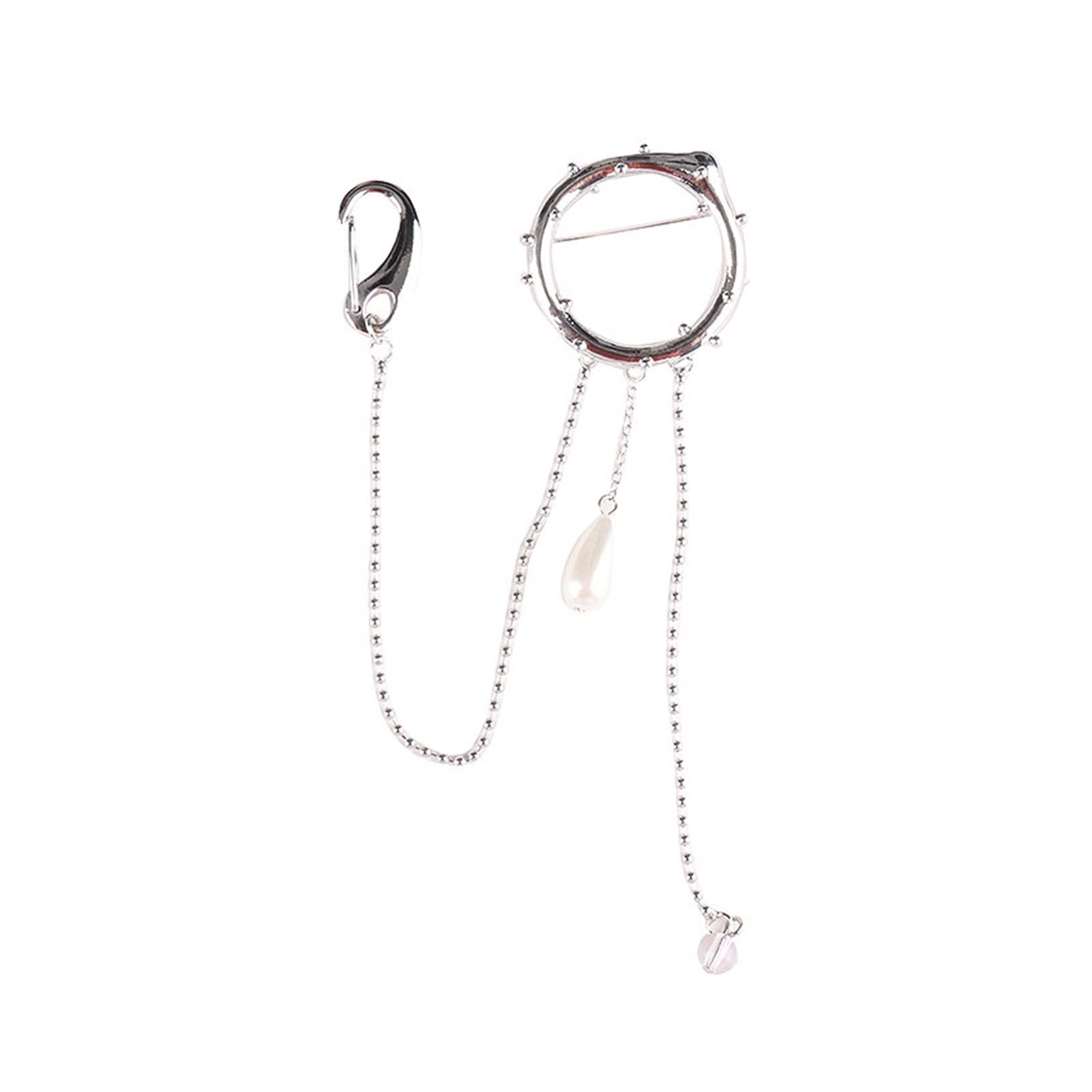 Broche Circular con Colgante de Perlas y borlas de Cuentas de Metal para Mujer, Hombre, Pareja, Abrigo, Traje, Camisa, Pin de Solapa, Accesorios de Ropa, joyería