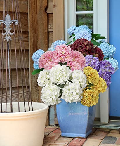 White Hydrangea Artificial Flowers Large Artificial Hydrangeas Silk Flower for Home Decor Indoor Wedding Flower Bouquets Faux Flowers Kitchen Centerpiece Table Decorations image 1