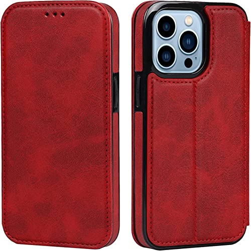 Étui de téléphone à rabat iPhone 14 Pro rouge pour vos sorties urbaines
