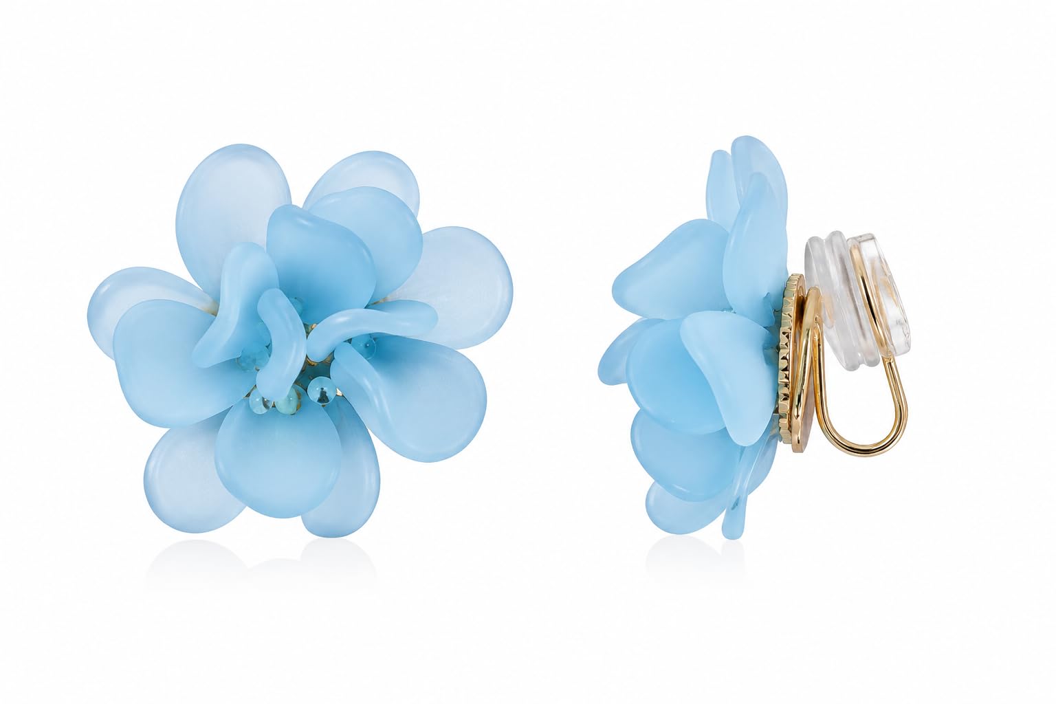 Cute Acrylic Flower Clip On Earrings for Women & Girls | No Piercing Floral Earrings | Korean Style Pastel Ear Clips | Comfortable Non-Pierced Earrings for Casual, Party & Vacation-image-11