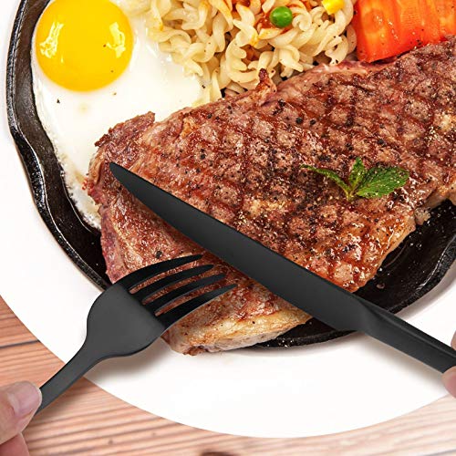 Vanston 24-Piece Matte Black Silverware Set With Steak Knife,Stainless Steel Flatware Set,Premium Cutlery Service For 4,Satin Finish Utensils For Home And Restaurant #TOP5