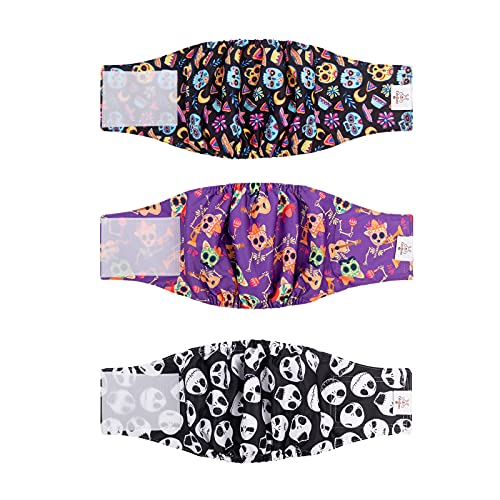 Image of CuteBone Halloween Male Dog Diapers Belly Bands 3 Pack for Male Dogs Wraps Washable Doggie Pants DM23XS