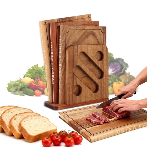 Hoforife Wooden Cutting Boards Set That Look Like Books, 3-Piece