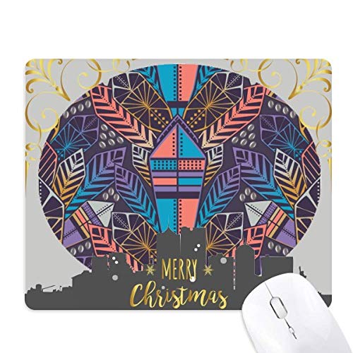 Tapis de souris de Noël antidérapant coloré, schéma de bâtiment symétrique la nuit