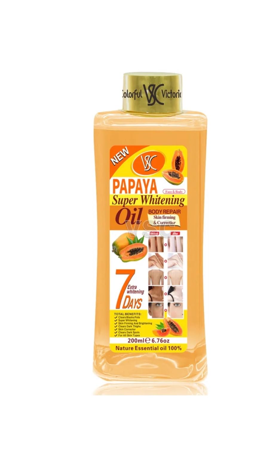 Soft 7 papaya Oil, Natural Moisturizing Oil for Face and Body, All Skin Types 6.7oz /200ml