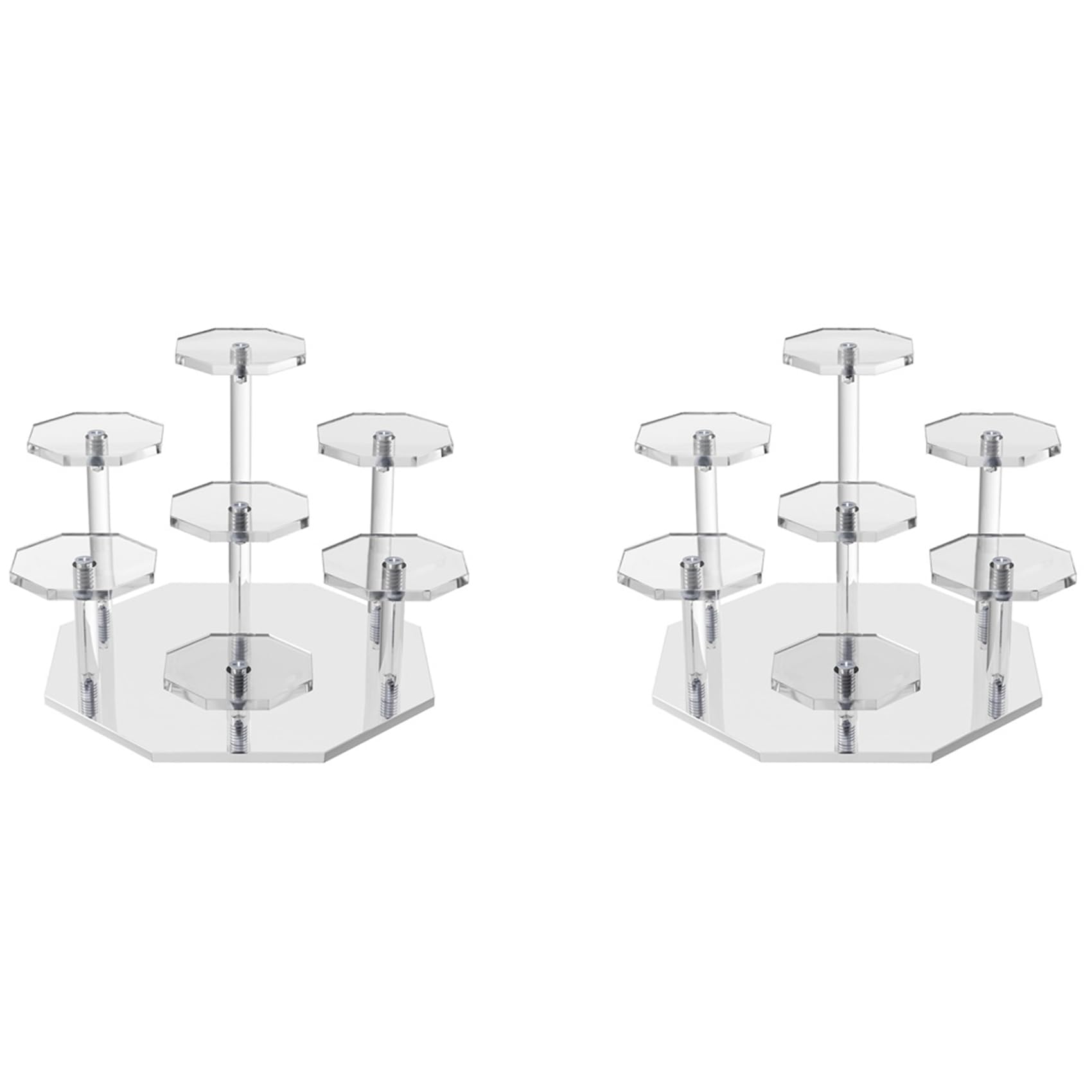 Hndhbfgrt 2X Acrylic Risers Display Stand,7Tier Perfume Organizer and Cupcake Stand,Storage Display Stand for Collectibles Crafts
