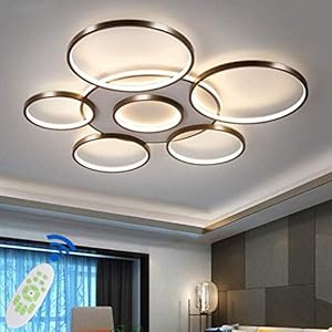 Modern LED Ceiling Light Living Room Ceiling Light Round Ceiling Light Dimmable Remote Control Metal Acrylic Lampshade 2800K ~ 6000K Bedroom Restaurant Lighting 7 Heads