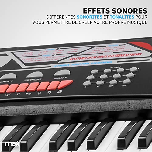 MAX KB8 Clavier électronique pour débutant, Piano numérique 49 touches, Fonction d’enregistrement, 2 haut-parleurs… - Les Beatles, Paul McCartney, John Lennon, RIngo Starr, George Harrison MAX KB8 Clavier électronique pour débutant, Piano numérique 49 touches, Fonction d'enregistrement, 2 haut-parleurs… – Image 5