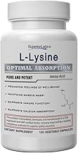 Superior Labs L-Lysine 500 mg Capsules, Pure Non-GMO, Third-Party Tested, No Fillers, Gluten Free, Supports Immune System, Promotes Calcium Absorption, 120 Caps