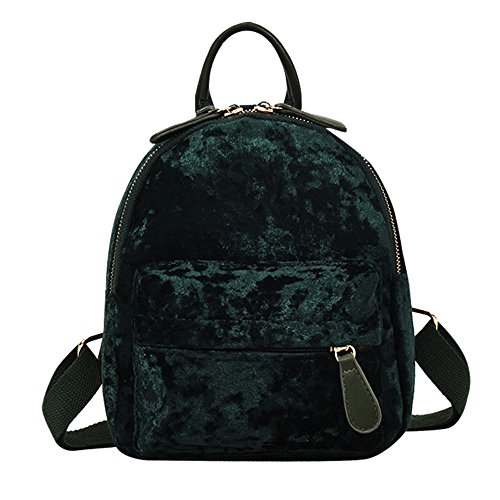 guobin Bolsos Mochila Moda Mujer NiñA Terciopelo Dorado Mochila De Viaje Mochila Escolar Bolsa (Verde)