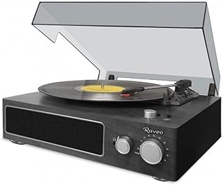 Raveo vitrola studio ebony com toca-discos rádio fm usb saída a