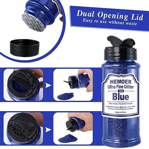 Ultra Fine Blue Glitter, 5oz /140g Cosmetic Holographic Glitter for Hair Face Body Eye Nail Art Festival Epoxy - Image 3