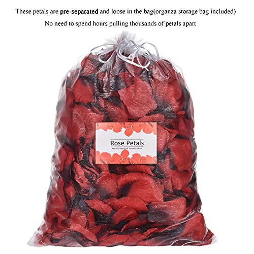 Daxi Events 1200 Pieces Separated Artificial Rose Petals, Fake Non-Woven Fabrics Flower Petals For Romantic Night, Wedding, Party, Events, Valentine Day, Decoration, Bulk(Dark Red And Burgundy) #TOP2