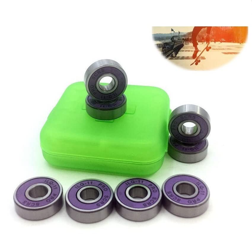 SUOFEILAIMU 8pcs ILQ11 Skateboard Bearings 608-2rs Inline Skates 8mm Bearing 608rs Longboard Chrome Streel Bearing