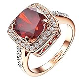 Yoursfs Ruby Rings for Women 18K Gold Plated Big Austrain Crystal CZ Cushion Cut Halo Engagement Ring Fashion Jewelry