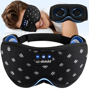LC-dolida Schlafmaske mit Kopfhörer Bluetooth V5.4, Ultraweiche 3D Schlafkopfhörer Kopfhörer zum Schlafen für Frauen Herren, Augenmaske Schlafbrille mit Mikrofon für Reisen/Nickerchen/Yoga/Medi...