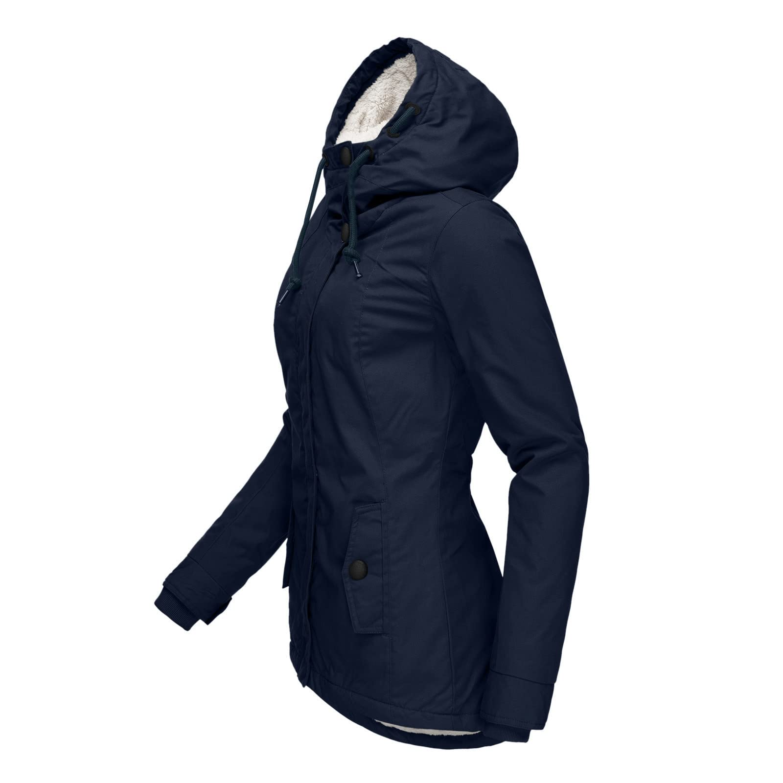 KHIRVWL Winterjacke Damen Lang Winterparka Mit Teddyfell GefüTtert Kapuzenmantel Skijacke Warm Wintermantel Mittellang Winterjacke Dicke Coat GroßE GrößEn Wasserdicht, Winddicht, Atmungsaktiv