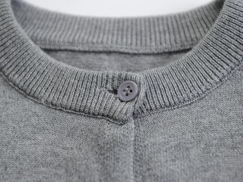 Image of ACESTAR Boys Girls Cardigan Sweater Cotton School Uniforms Solid Kids Long Sleeve Button Down Sweaters Knit Tops, 3T-12Years
