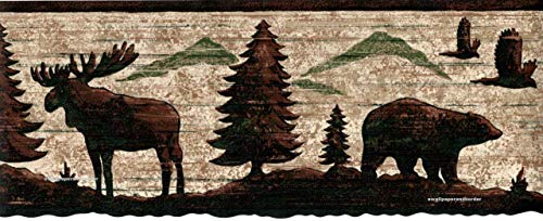 Brown Bear And Moose Pre-Pasted Wallpaper Border 15 Feet #TOP2