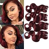 99J Red wine Brazilian Body Wave Virgin Hair 4 Bundles Only 50g/pcs 100% Human Hair Weave Bundles Burgundy Color(10"x4)