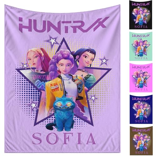 Ship Next Day, Custom Demon Kpop Hunter Blanket Korean Pop Huntrix Design Soft Flannel Throw, Anime Inspired Gamer Blanket, Cute Fun Gift for Men Women Girls