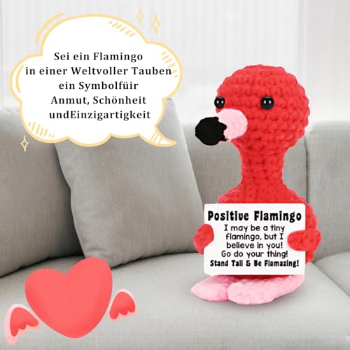 ZexJpr Flamingo Kuscheltier, Strickgeschenke, Handgehäkeltes Plüschtier Für Emotionale Unterstützung, Dekoratives Geschenk Für Zuhause Und Büro, Geeignet FüR Freunde Und Familie