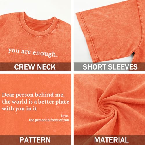 Image of Dear Person Behind Me Shirt You are Enough Tshirts for Men Oversized Inspirational Positive Tees Vintage Graphic Tops