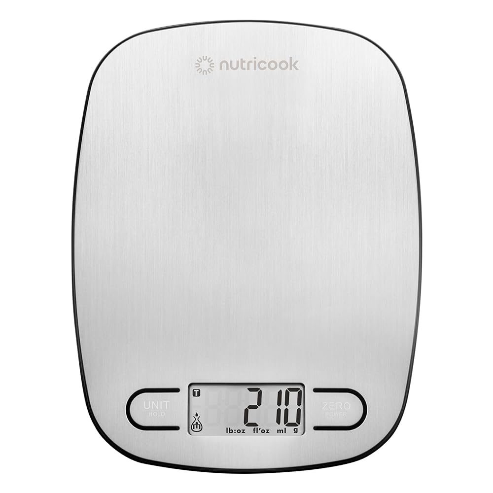 Nutricook Digital Kitchen Scale Eko, 5Kg Capacity, Stainless Steel Food Scale For Baking And Cooking - 4 Weighing Sensors, Tare/Zero, Auto-Off & Auto Calibrate Function,2 Years Warranty