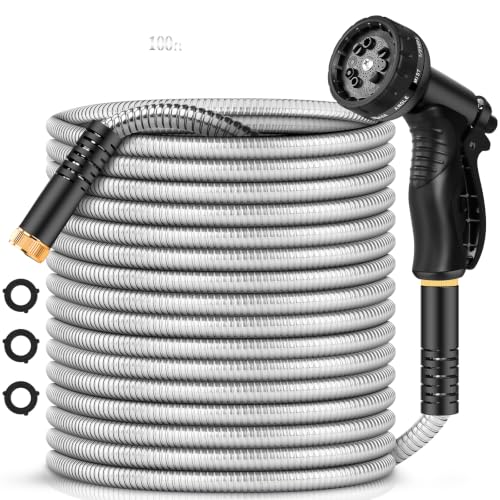 Image of CXEZSIK Garden Hose metal 100ft Lightweight, Non-Expanding, Leak-Proof Metal Connector, No-Knot No-Tangle, Easy to Store and Carry, Wear-Resistant, 3 /4GHT Flexible Water Hose for Yard, Outdoor | CXEZSIK Garden Hose 100ft metal hose