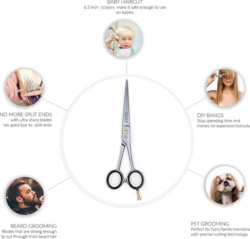 Professional Hair Cutting Scissors | Barber Scissors/Shears - 440C Carbon Reinforced Japanese Stainless Steel Hair Scissor Best For Hairdressing With Very Sharp Blades (6.5 Inches) #TOP5