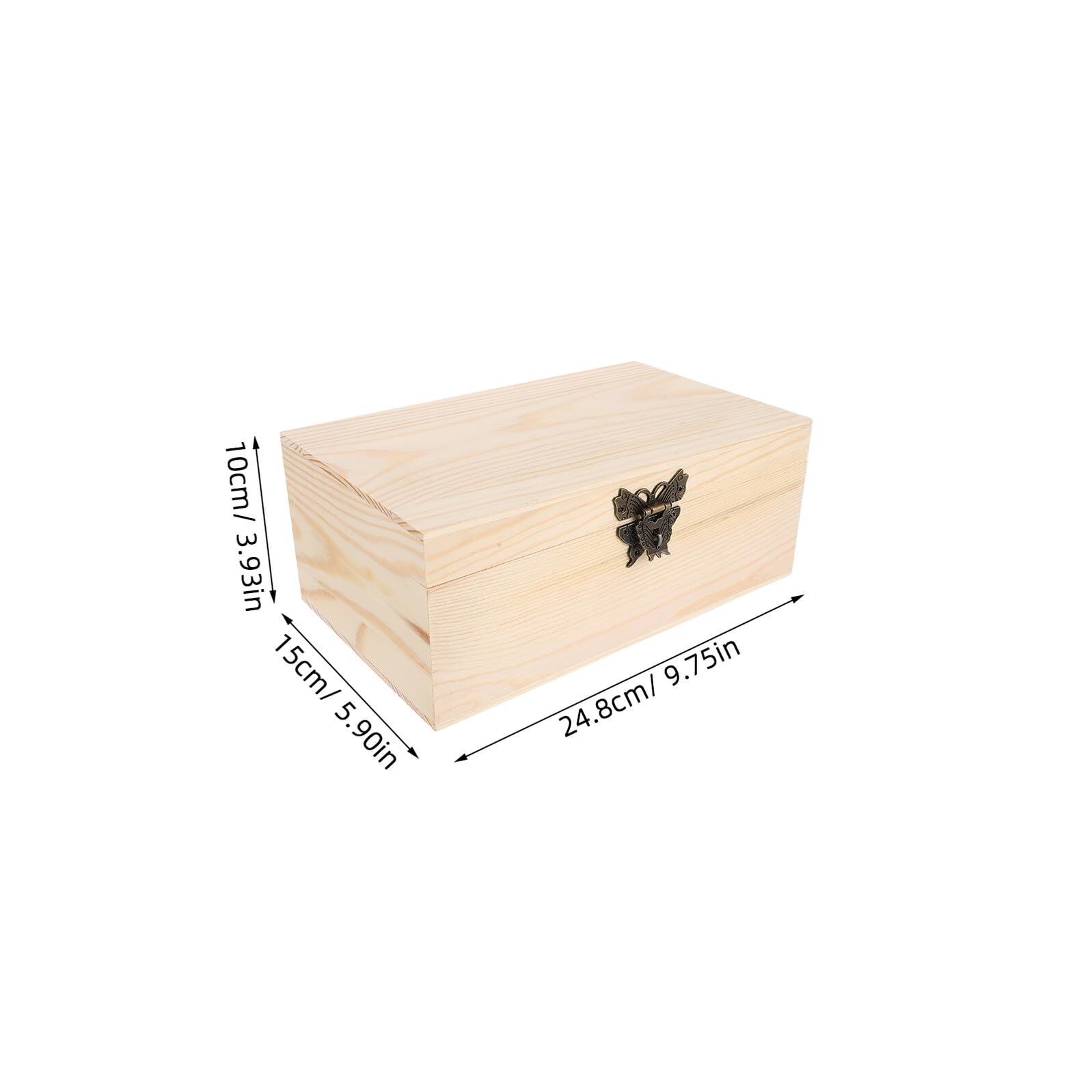Scatola in Legno Rustica Cassettiera Multipurpose con Coperchio Incernierato e Chiusura per Soggiorni e Oggetti Decorativi