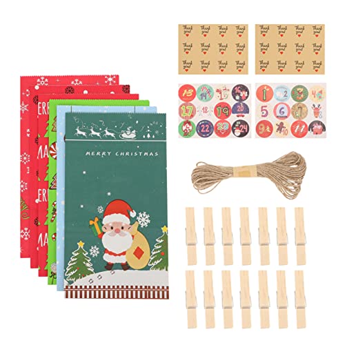 Garneck 1 Ensemble Mur Compte à Rebours Pratique Decoeartion Adorable Calendrier Cookie Accessoires Autocollant Jours Corde Avènement en Bois Ménage Sacs Traiter Calendriers Noël du Cover