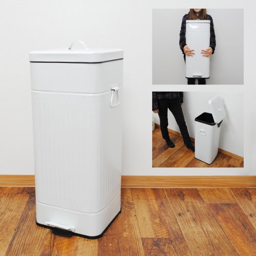 Amazon.co.jp: 30L ペダル式 ペール ゴミ箱 スクエア ホワイト