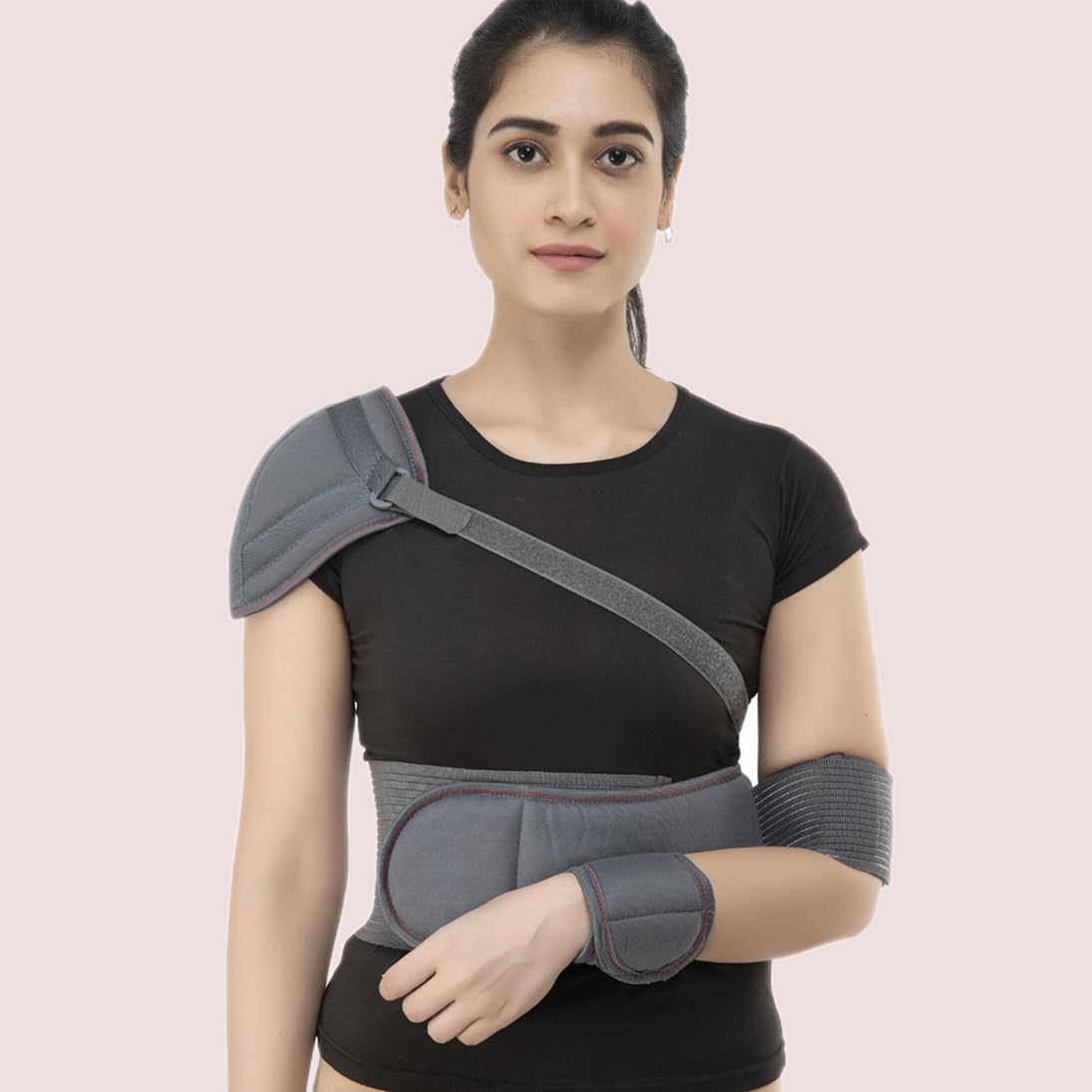 Shoulder Support Brace, Black, Adjustable Medical Arm Sling (GREY IMMOBILIZER)-image-22