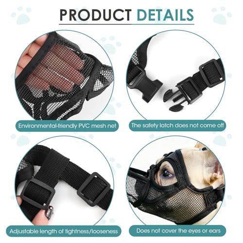 Französische Bulldogge Maulkorb, Maulkorb Kleine Hunde Maulkörbe Giftköderschutz Hund Mesh Dog Muzzle Anti Biting Kauen Bellen Hundemaulkorb mit Abgeflachter Schnauze Deutscher, 5,4–12,2 Kg (S)