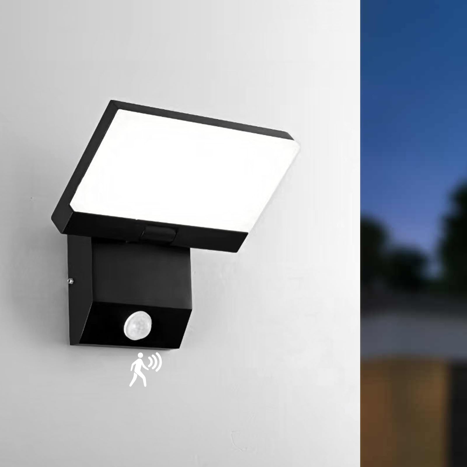 Photo 1 of PEBIN LED Motion Sensor Outdoor Lights Fixtures Wired Square 18W Modern Exterior Porch Lights Wall Sconce Light for Patio Doorway Garage Matt Black Cool White 6000K