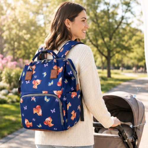 Image of Winnies Diaper Bag Backpack with Secure Front Buckle - Waterproof Maternity Travel Backpack with Large Capacity, Insulated Bottle Holders & Multiple Internal Pockets