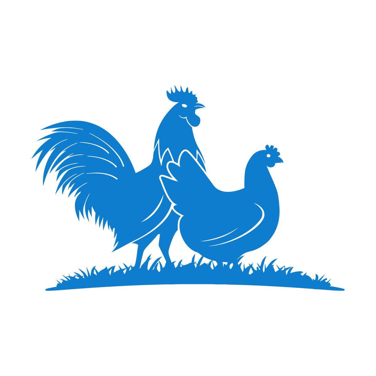 Engraving Decals Birds Farm Animals Village Rooster Chicken 72x111.5cm Easy Installation Extra Large Blue — image 1