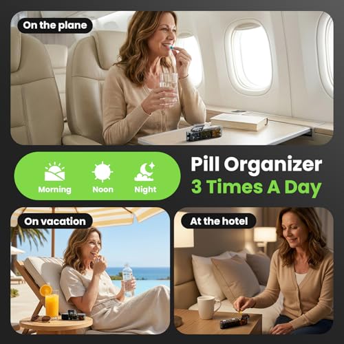 Image of Pill Organizer 3X a Day, Medicine Pill Organizer 7 Day, Weekly Pill Case with 21 Compartments for Medicine, Vitamin and Supplement, Full Black