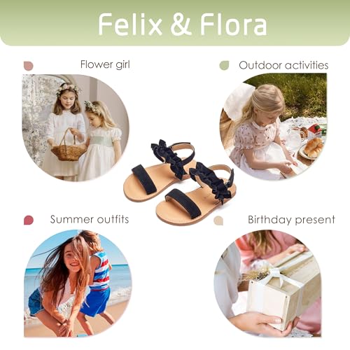 Image of Felix & Flora Toddler Girl Sandals - Little Girl Easter Dress Shoes Lightweight Open Toe Beach Holiday Flats